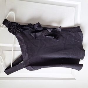 Never worn SM black 100% silk decorated angled camisole tank top